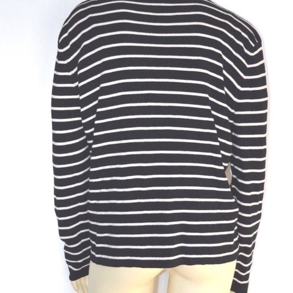 Fred David button‎ front black cardigan sz L stripe - Picture 4 of 4